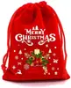 Bolsa de cordón navideña más vendida para empaquetar dulces y regalos, bolsa pequeña de tela para regalos navideños, bolsa de almacenamiento de terciopelo rojo con cordón