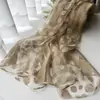 Lenço Estampado de Leopardo para Comércio Exterior, Lenço Longo de Seda Fina de Organza para Primavera e Verão, Xale de Renda de Corte Alto, Lenço de Gaze para Proteção Solar