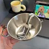 [Explosiones de Sonido al Agitar] Tazón Coreano de Vino de Arroz 304 con Cuchara de Cabeza Grande de Polvo de Tornillo Tazón Binaural de Acero Inoxidable para Snacks del Hogar
