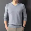 Nuevo Suéter de Punto para Hombre Otoño e Invierno Cuello en V Manga Larga Suéter Básico de Punto Cálido Casual Ropa Interior Suéter de Color Sólido Tendencia