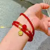 Pulsera de Múltiples Círculos con Diseño Natural de Ágata Calcedonia Roja Sangre de Paloma de Alto Gama Retro Permeable al Hielo