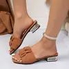 Sandalias de Verano 2027 para Mujer Tallas Grandes, Estilo Francés, Tacón Alto, Plisadas, Tacón Grueso, Chanclas Versátiles, Venta al por Mayor