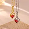 Colar Pingente Flor Coração Mais Vendido Transfronteiriço da Amazon Cobre Zircônia Banhado a Ouro 18K Corrente para Clavícula Feminina Atacado