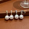 Moda y elegancia, clips para orejas de perla sin perforación para mujer, vintage de lujo ligero, pendientes versátiles de circón para estudiantes, venta al por mayor