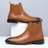 Botines Chelsea nuevos para hombre estilo británico punta fina casual de negocios de cuero de caña alta slip-on Botas Martin hombre