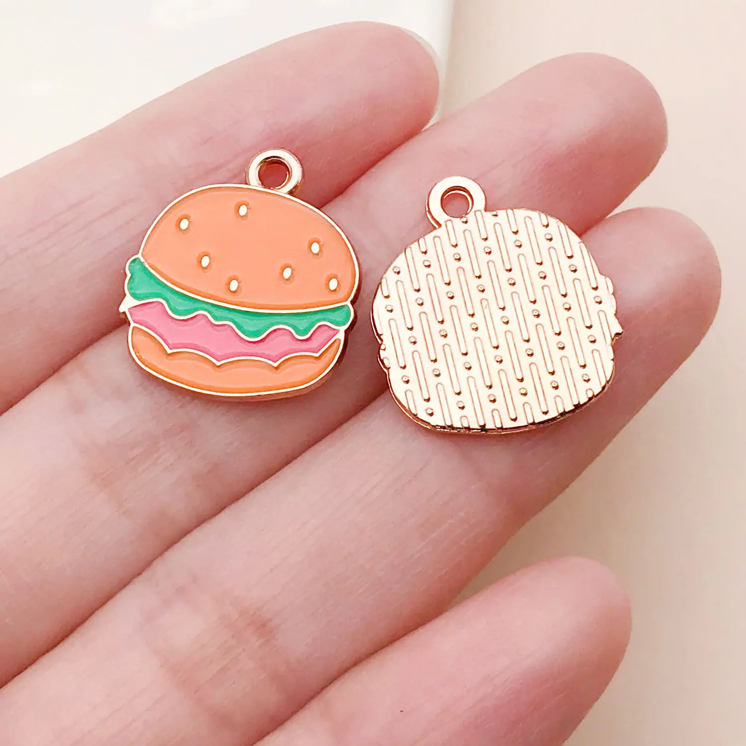 24701-DL-橘色滴油锌合金彩虹汉堡19x17x1mm-