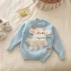 Suéter Infantil Outono Inverno 2026 Novo Estilo Crianças Estilo Coreano Desenho Animado Veludo Sintético de Visão Tricô Top Suéter Fofo para Menina