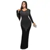 C7139 Transfronteiriço Aliexpress Amazon Moda Europeia e Americana Feminino Manga Longa Slim-Fit Strass Vestido Sexy