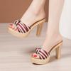 Sandalias de Tacón Alto y Tacón Grueso para Ropa Exterior de Mujer Verano 2025 Nuevas Plataforma Impermeable de Suela Gruesa Boca de Pez Moda Zapatillas Versátiles