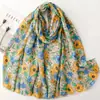 Pañuelo de Flor Grande Estilo Óleo Retro para Mujer con Estampado Floral Colorido Pañuelo de Seda de Fábrica Chal para Viajes en las Cuatro Estaciones Venta al por Mayor de Comercio Exterior