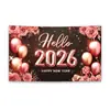 Fondo navideño personalizado para fábricas transfronterizas, decoración de ambiente festivo, personalización de banner de Año Nuevo 2026 para interiores