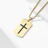 Colar de Tag Militar Cruzada Europeia e Americana em Aço Inoxidável, Pingente de Cruz Simples, Acessório de Tag de Cachorro Personalizado Nicho Hip-Hop Masculino