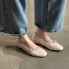 Zapatos de piel de vaca de primera capa para mujer que aumentan la altura, zapatos de vestir de corte bajo, nuevo modelo de otoño, piel genuina por dentro y por fuera, punta redonda, lazo, zapatos de vestir de tacón plano