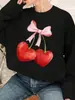 Envío Gratuito Transfronterizo 180g En Stock Estación Independiente Ropa de Mujer Transfronteriza Europea y Americana Sudadera con Estampado de Cerezas Aliexpress Amazon Camarón