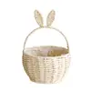 Cuerda de Papel de Pascua Tejida Oreja de Conejo Cesta de Flores de Mano Cesta para Arreglos Florales Cesta de Flores para Floristería Cesta de Regalo