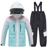 Traje de esqui infantil para meninos e meninas, traje de esqui duplo espesso e à prova d'água para áreas externas e inverno para crianças