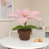 Hilo de Venta Caliente Transfronterizo Tejido a Mano Producto Terminado de Planta en Maceta Decoración de Escritorio Maceta Tejida Flor de Lirio Tejida