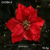 Nuevas Flores de Terciopelo Imitación con Polvo Dorado Flores de Navidad Guirnalda para Árbol de Navidad Enredadera Decoración para Bodas de Navidad Adornos Colgantes Venta al por Mayor