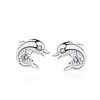 Pendientes de plata de ley s999 con circonita Damila para mujer, moda, combinan con todo, lindos, de dibujos animados, nicho, pendientes de delfín, joyería al por mayor