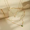 Moda Transfronteriza Europea y Americana Lujo Ligero Zirconio Acero Inoxidable Collar Cadena para Clavícula Doble Laminado de Oro 18k para Mujer