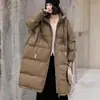 Chaqueta larga de plumón para mujer de talla grande transfronteriza, moda de invierno 2026, retro, engrosada, con plumón de pato blanco, cálida, que cubre la rodilla, abrigo holgado