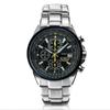 Reloj de Hombre Retro Tallado de Moda Multifuncional de Esfera Grande Reloj de Cuarzo de Seis Agujas con Correa de Acero