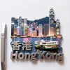 Imán plano de acrílico de Hong Kong para refrigerador Souvenir turístico del puerto Victoria Regalo cultural y creativo Pegatina decorativa