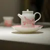 Soporte de Tetera Cerámico Blanco Porcelana Blanca Arcilla Jade Dinastías Tang y Song, Juego de Té Kung Fu, Accesorios para Ceremonia de Té del Hogar, Bandeja para Snacks de Té, Plato de Frutas