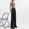 Jeans de pierna estrecha y pierna ancha de alta gama para mujer, otoño e invierno, con felpa, cintura alta, caída suelta, adelgazantes, versátiles, tipo mopa, pierna recta