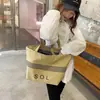 Bolsa de Lona Sencilla para Mujer, Bolso de Hombro de Gran Capacidad, Bolso de Mano Versátil Casual con Estampado de Rayas y Letras, Bolsa para Clase