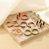 Moxi Transfronteiriço Novo Estiloso Colorido Multicor Cobre Incrustado Zircônia Estilo Europeu e Americano Moda Versátil Brincos Ear Cuffs Argolas