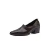 Zapatos Pequeños de Cuero Retro Francés Sencillos para el Trabajo 2026 Otoño Tacón Medio Grueso Punta Cuadrada Pequeña Cuero Genuino Corte Profundo Zapatos de Una Sola Pieza para Mujer