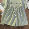 Conjunto Esportivo Casual para Estudantes, Shorts Soltos de Manga Curta com um Conjunto Completo de Trajes de Verão Femininos da Moda de Duas Peças