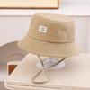 Benhui etiqueta pequeña de tela algodón puro sombrero de pescador para niños unisex versátil ala ancha sombrero tipo cubeta liso protector solar sombrero para el sol