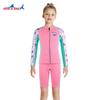 Traje de buceo infantil nuevo de 2.5 mm para niñas, dividido, de manga larga y shorts, cálido, traje de baño para snorkel, surf, buceo