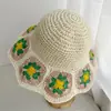 Sombrero de paja fresco hecho a mano a prueba de sol sombrero de playa para la costa sombrero de pescador transpirable a prueba de sol para mujer sombrero de cuenca artístico de verano sombrero para el sol