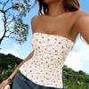 Novidades da Primavera e Verão de 2026 Roupas Femininas Tk, Camiseta Doce que Rejuvenesce, Top Tubo Floral Curto, Top que Valoriza a Silhueta