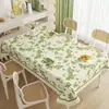 Mantel de PVC Estilo Pastoral Fresco Mariposa Verde Impermeable, Resistente al Aceite, Resistente al Calor para Mesa de Comedor Rectangular del Hogar