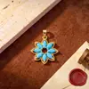 Pingente Série Azul Cruzada Europeia e Americana Flor Estrela Pingente Simples Moda Cobre Banhado a Ouro 18K Acessórios Venda Direta de Fábrica