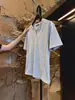 Fabricante Original Verão Masculino Manga Curta Gola V Estilo Coreano Tendência Cor Sólida Roupa Masculina Camisa Básica Preta e Branca