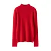 Suéter de cachemira para mujer, 100% cachemira pura de cabra, nuevo diseño de moda simple, suéter de punto cálido con cuello semi-alto