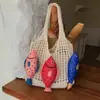 Bolsos de Moda Transfronterizos Tendencia para Mujeres, Estilo Nuevo, Estilo Perezoso, Bolso de Hombro Tejido Casual para el Día a Día, Muchos Bolsos Tote con Forma de Pez