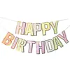 Bandera de cumpleaños New HAPPY BIRTHDAY letras en inglés HAPPY BIRTHDAY bandera de fiesta de cumpleaños flor de papel al por mayor