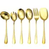 Juego de Cubiertos de Acero Inoxidable Transfronterizo: Cuchara para servir, Cuchara de buffet, Tenedor, Cuchara para ensalada, Tenedor, Espátula de cabeza cuadrada, Juego de cucharón para sopa