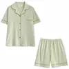 Pijama feminino estilo ins coreano, conjunto de manga curta 100% algodão, cardigã de verão simples, roupa de casa feminina