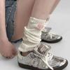 Calcetines de Tela Dopamina Etiqueta Tejidos Chicas Calientes Montón Pierna 2024jk Coreanos Blancos Calcetines de Doble Aguja Verano Delgados