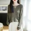 Suéter de punto multicolor con lentejuelas y cuello en V para mujer, de manga larga, corte holgado, adecuado para primavera y otoño, con un estilo de lujo ligero y elegante, perfecto para usar en capas o como prenda exterior