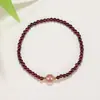 Pulseira de Contas da Sorte de Cristal de Morango, Pérola de Ouro de Círculo Único, Granate Natural Mais Vendido do Xiaohongshu, Estilo Nicho para Mulheres, Presente para Amigas