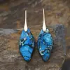 Nuevos pendientes colgantes de hojas de piedra natural bohemios europeos y americanos de moda, joyería retro de estación independiente transfronteriza.
