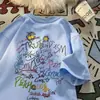 Camiseta Deportiva Holgada para Hombre Cuello Redondo Fiti Estampado Top Casual Verano Juventud Faion Qu